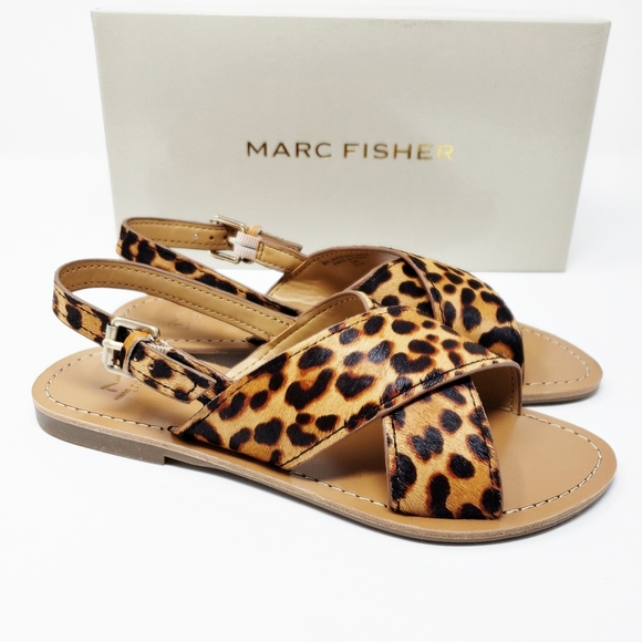 Marc Fisher Animal Print Leather Sandals - Picture 2 of 10